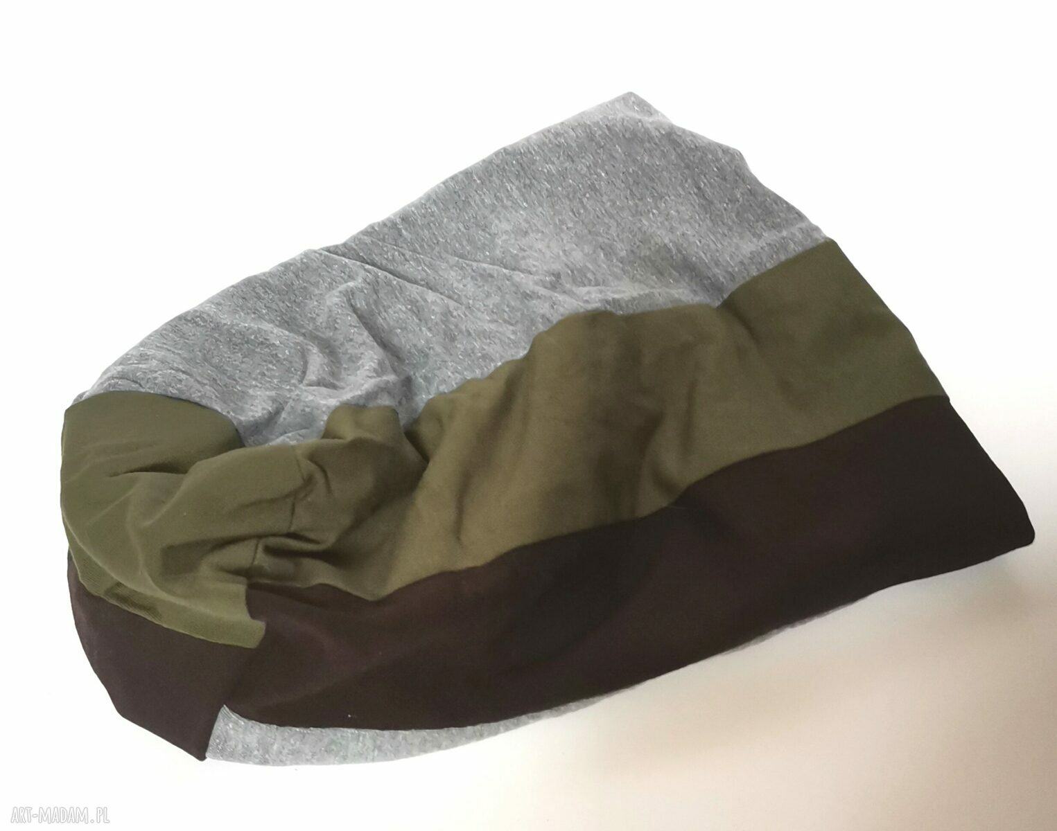 Czapka patchworkowa damska zero waste Smerfetka - długa na podszewce