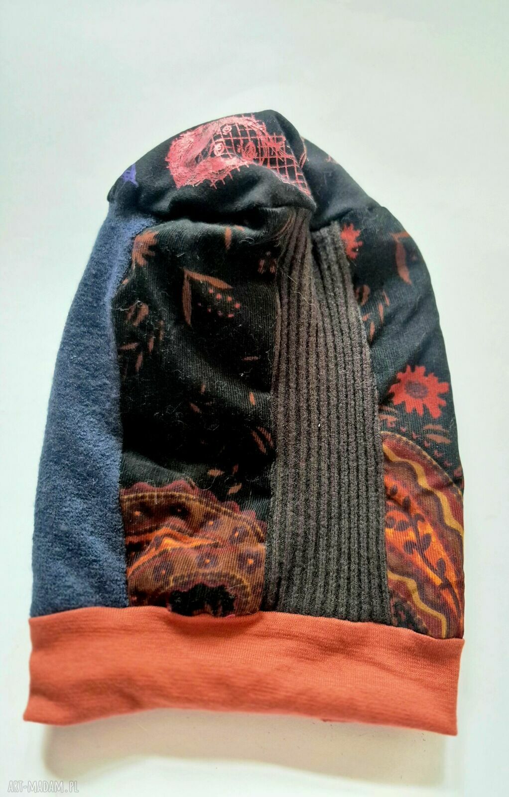 Czapka patchworkowa turbanowa na podszewce Smerfetka - rozmiar uniwersalny