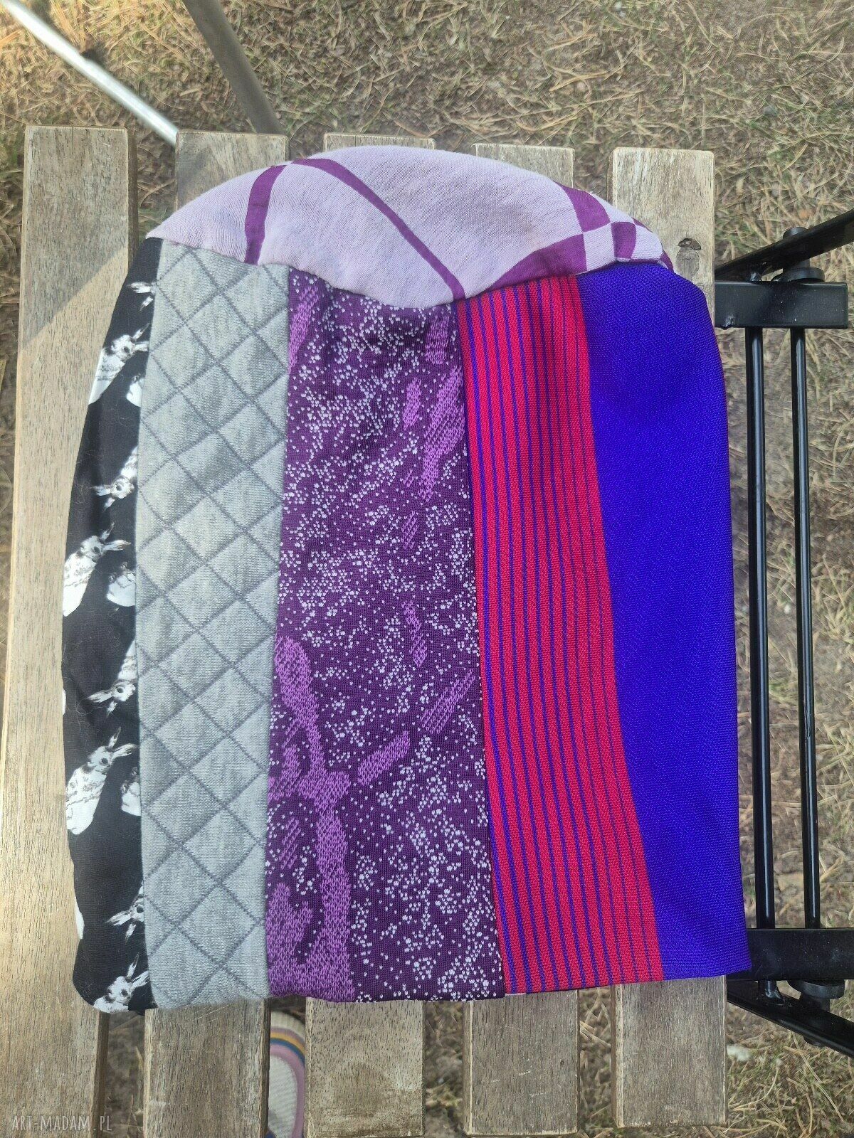 Czapka patchworkowa z królikiem folk etno boho - rozmiar M