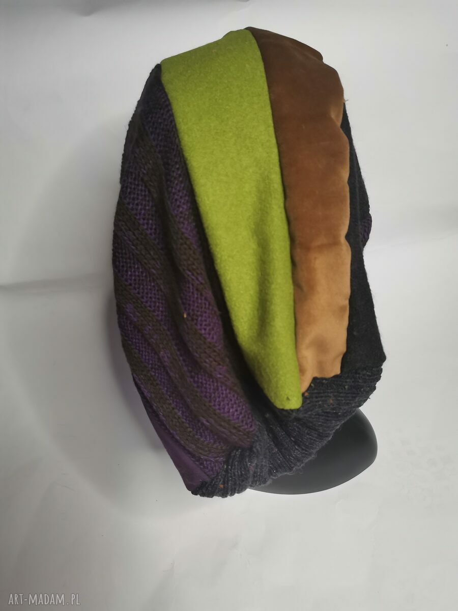 Czapka patchworkowa boho etno Ruda Klara Smerfetka - uniwersalna