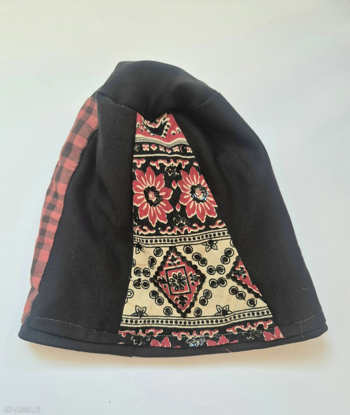Czapka patchworkowa Smerfetka na podszewce - wygodna na co dzień