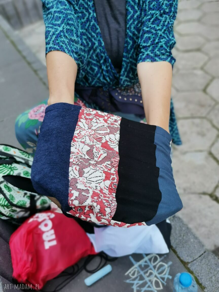 Kolorowa czapka patchworkowa boho na podszewce - rozmiar uniwersalny (box A1)