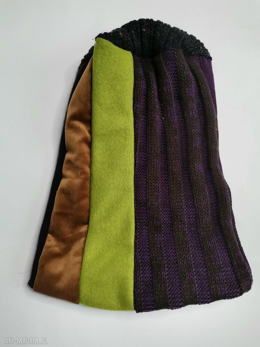 Czapka patchworkowa boho etno Ruda Klara Smerfetka - uniwersalna