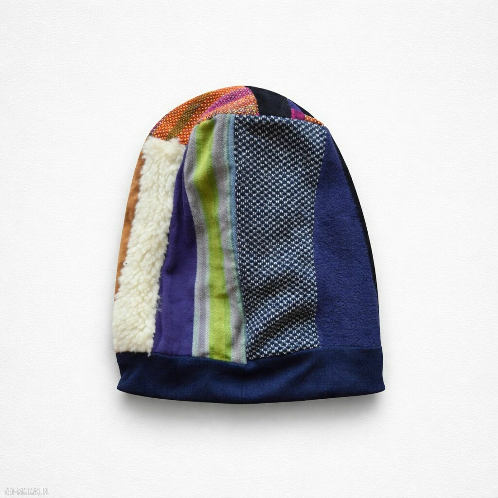 Czapka patchworkowa wiosenna na podszewce - rozmiar uniwersalny handmade