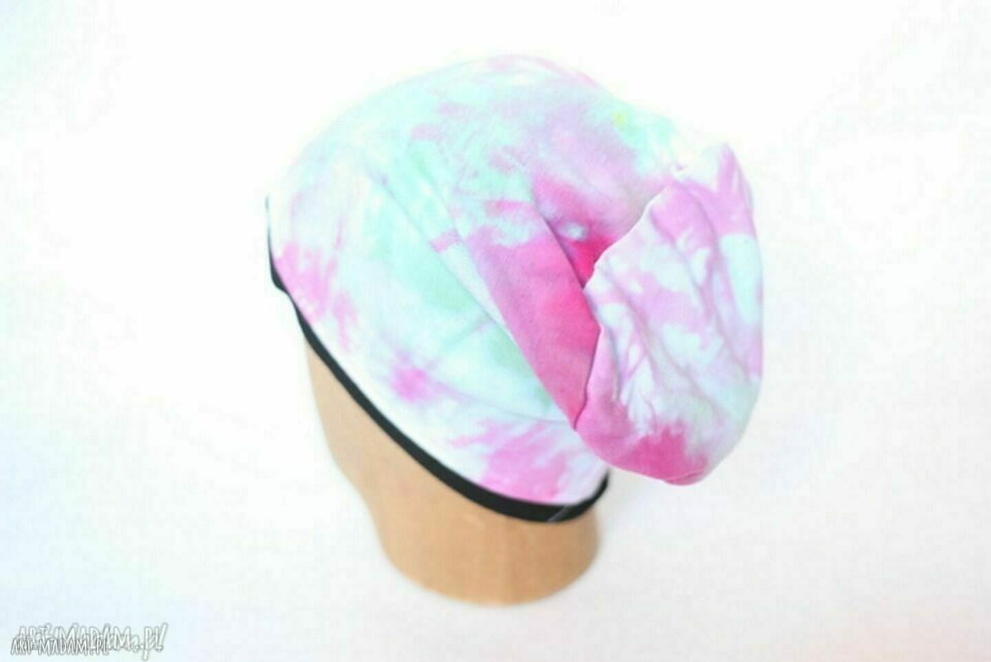 Czapka damska ręcznie farbowana na podszewce - Handmade Ruda Klara Frida