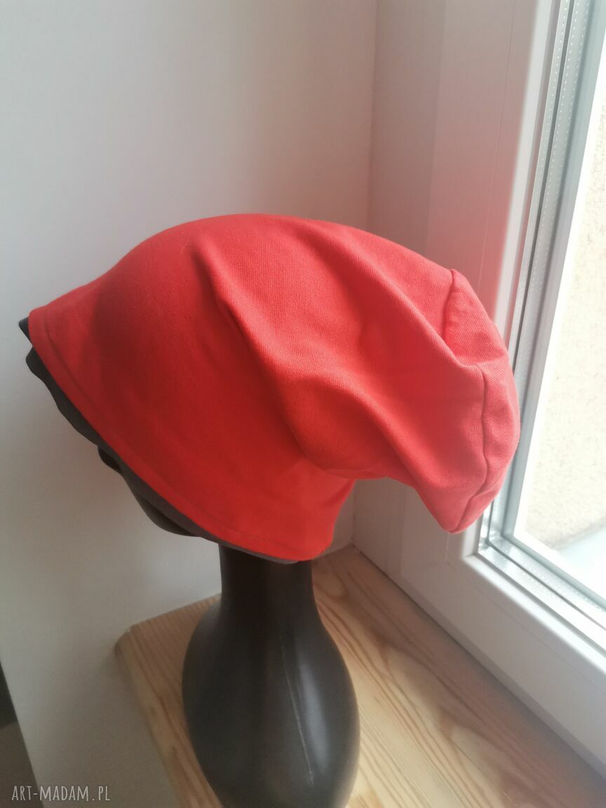 Czapka boho folk z frędzlami Frida - szara wiosenna na podszewce (56-57 cm)