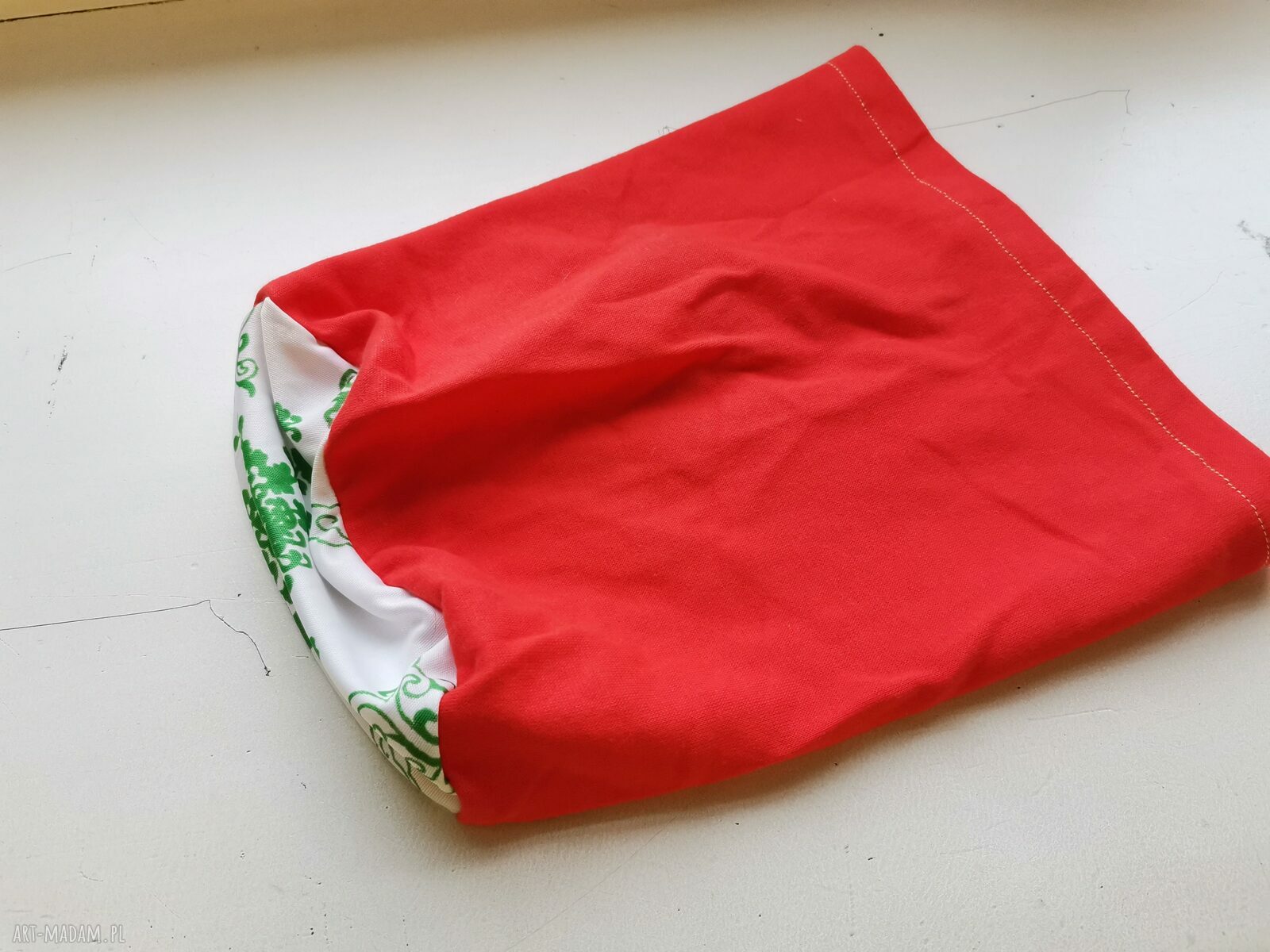 Czapka pomarańczowa etno bez podszewki (rozmiar uniwersalny)