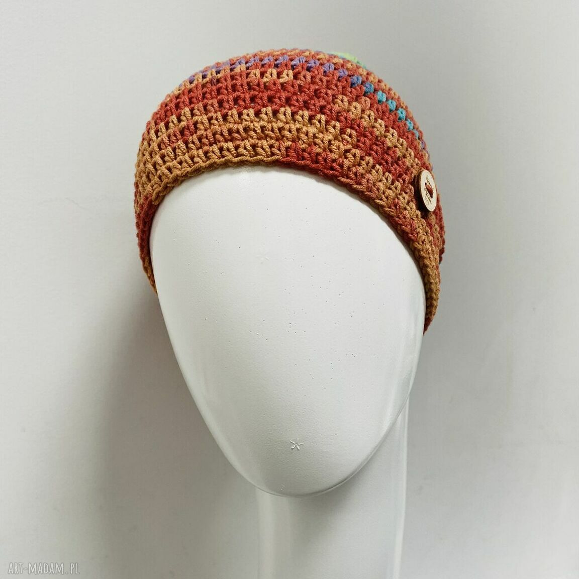 Cienka czapka przejściowa beanie „Smerf” - kolorowa, ręcznie szydełkowana