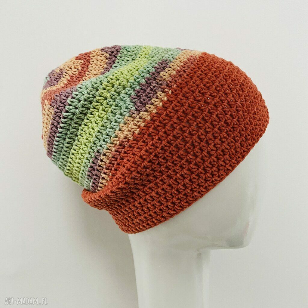 Cienka czapka przejściowa Smerfetka - beanie szydełkowane