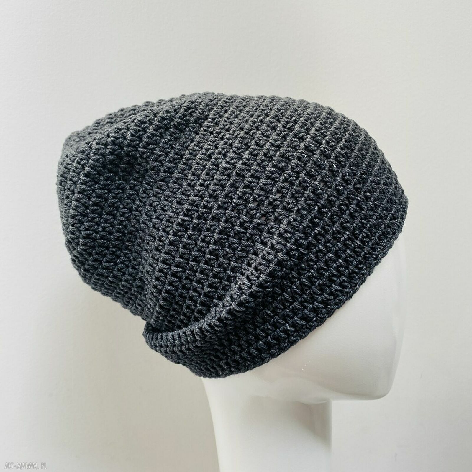 Cienka czapka beanie Smerf z bawełny S/M - antracyt