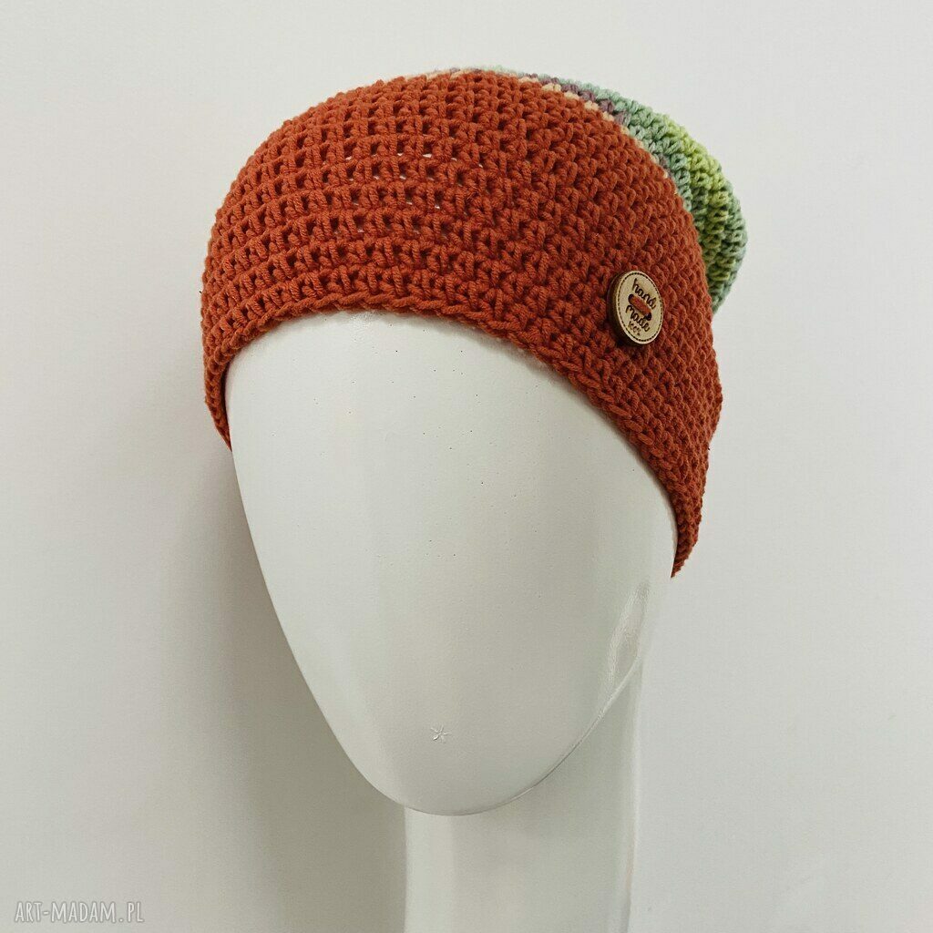 Cienka czapka przejściowa Smerfetka - beanie szydełkowane