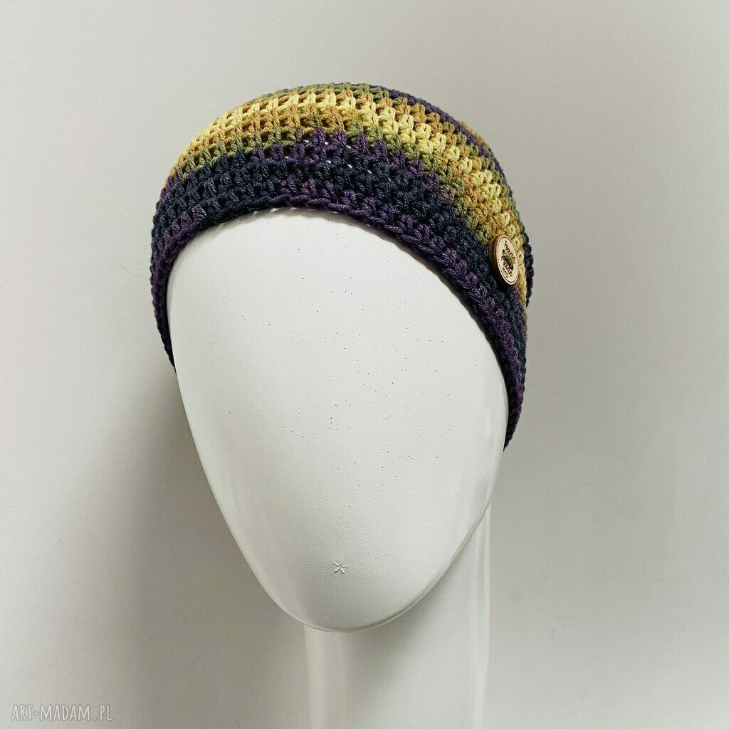 Czapka przejściowa Smerf - cienka beanie z bawełny szydełkowana