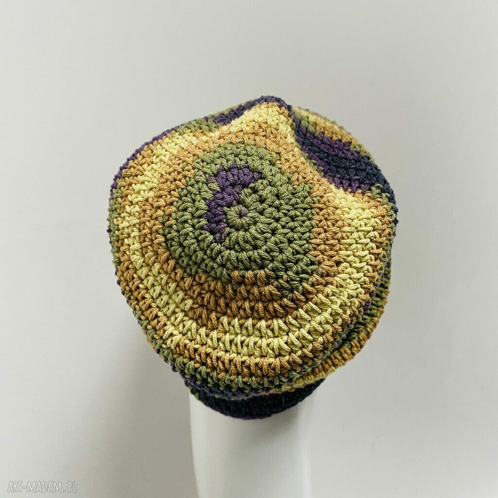 Czapka przejściowa Smerf - cienka beanie z bawełny szydełkowana