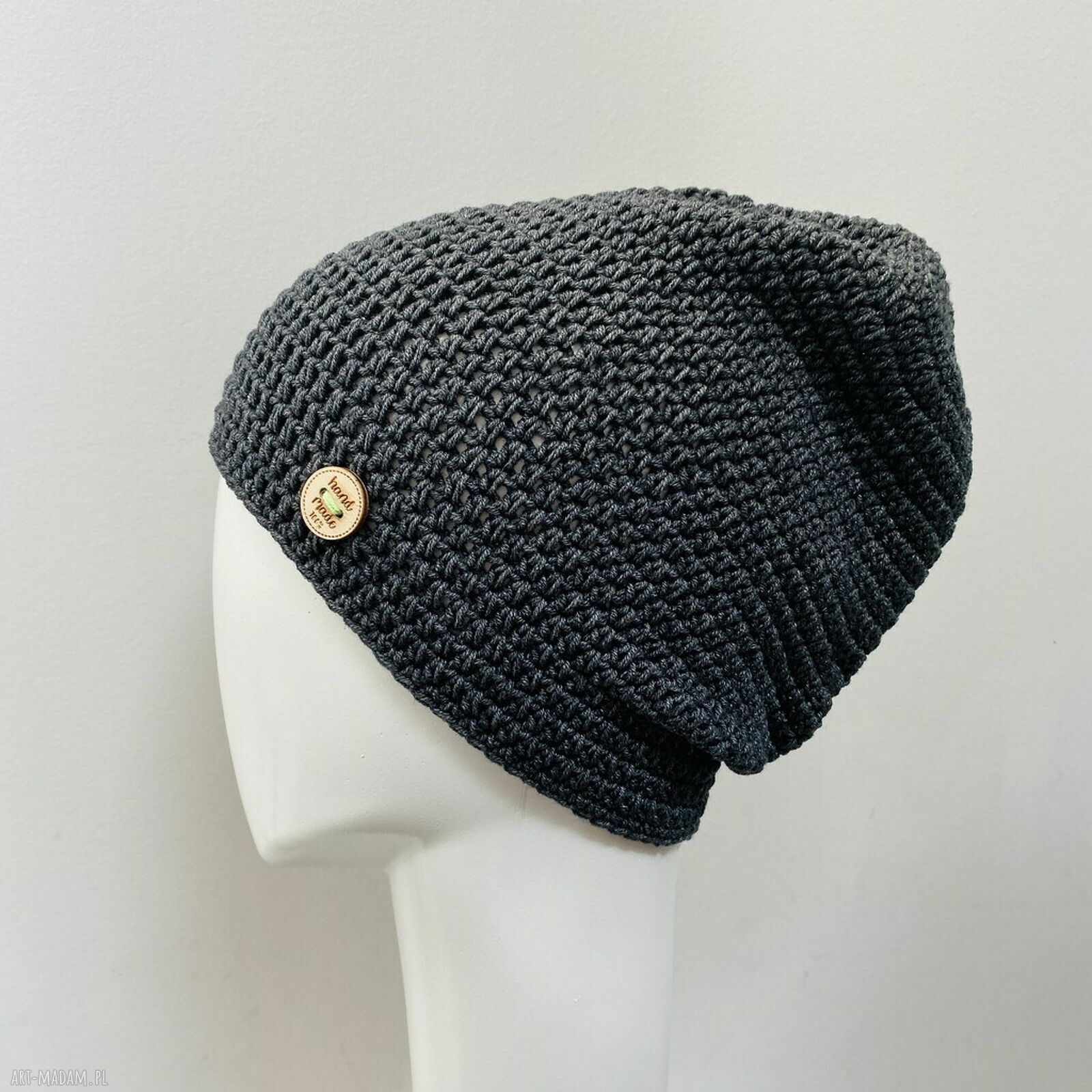 Cienka czapka beanie Smerf z bawełny S/M - antracyt