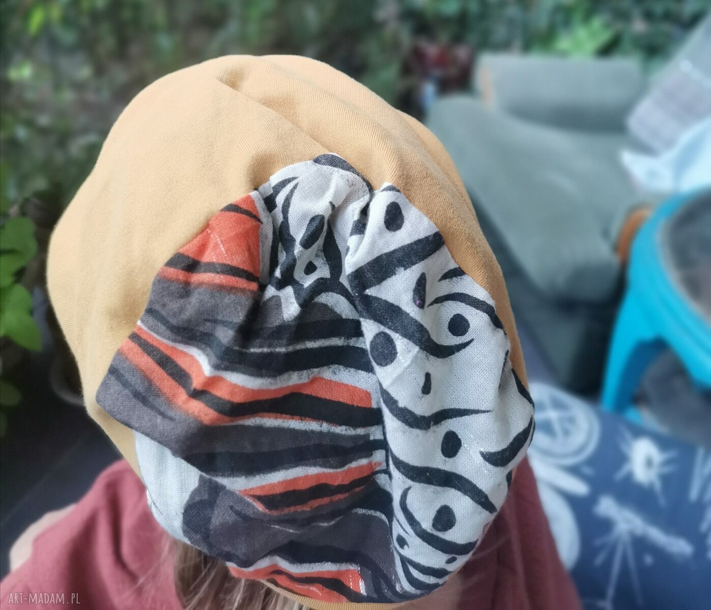 Czapka przejściowa nierozciągliwa z podszewką - rozmiar 59 cm, ręcznie robiona