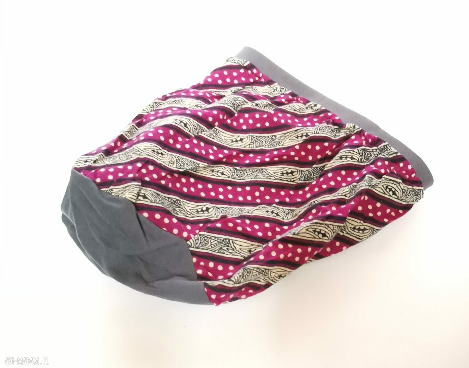 Czapka przejściówka etno boho na podszewce 55-56 cm dla dziewczynki 6-8 lat