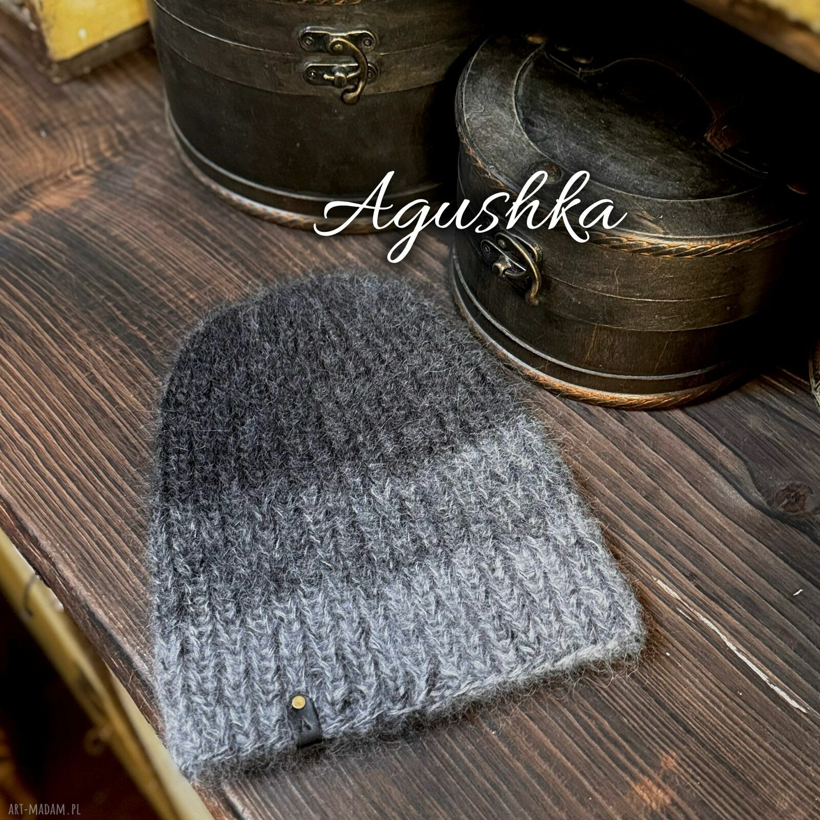 Czapka slouchy beanie z kaszmirem, wełną merino i moherem