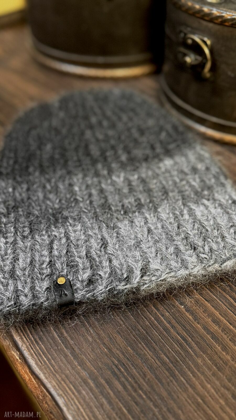 Czapka slouchy beanie z kaszmirem, wełną merino i moherem