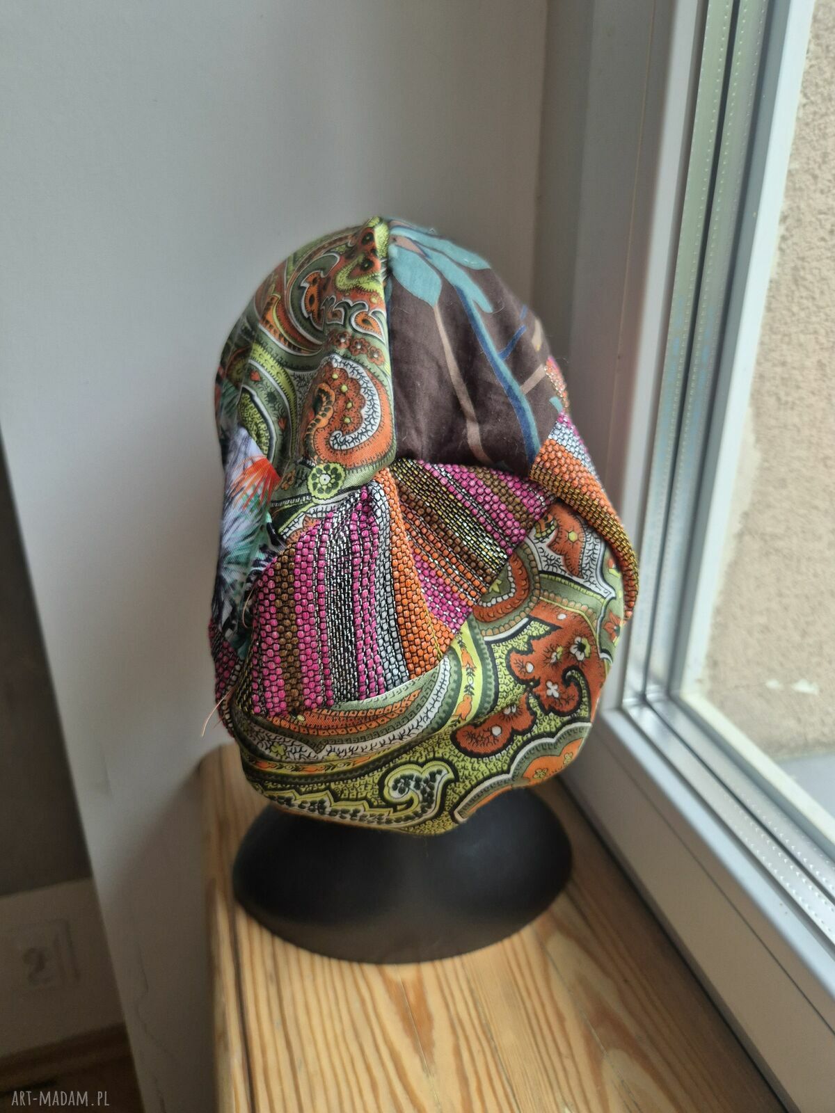 Czapka Smerfetka Patchworkowa na podszewce - ręcznie robiona