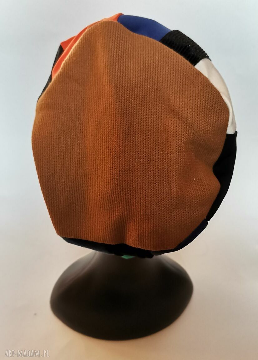 Czapka Smerfetka Etno Boho Folk - turbanowa uniwersalna na podszewce