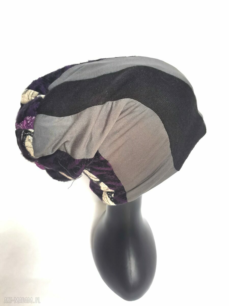 Czapka Smerfetka długa patchwork na podszewce - uniwersalny obwód głowy