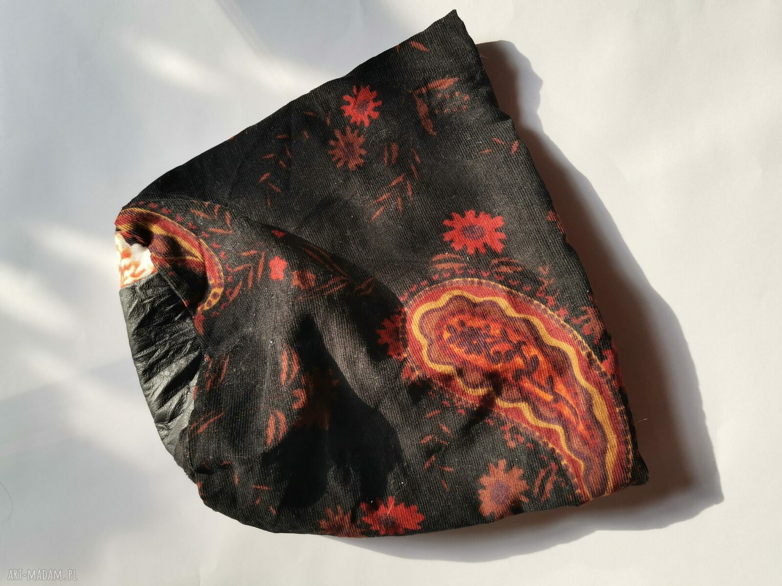 Czapka Smerfetka Patchworkowa 56-57 cm na Podszewce - Folk Boho z Frędzlami