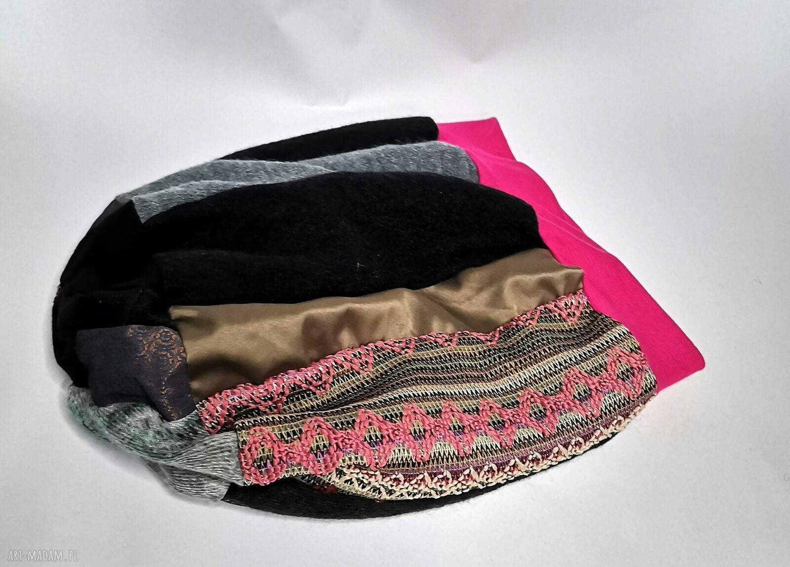 Czapka smerfetka Boho Frida - patchwork na podszewce