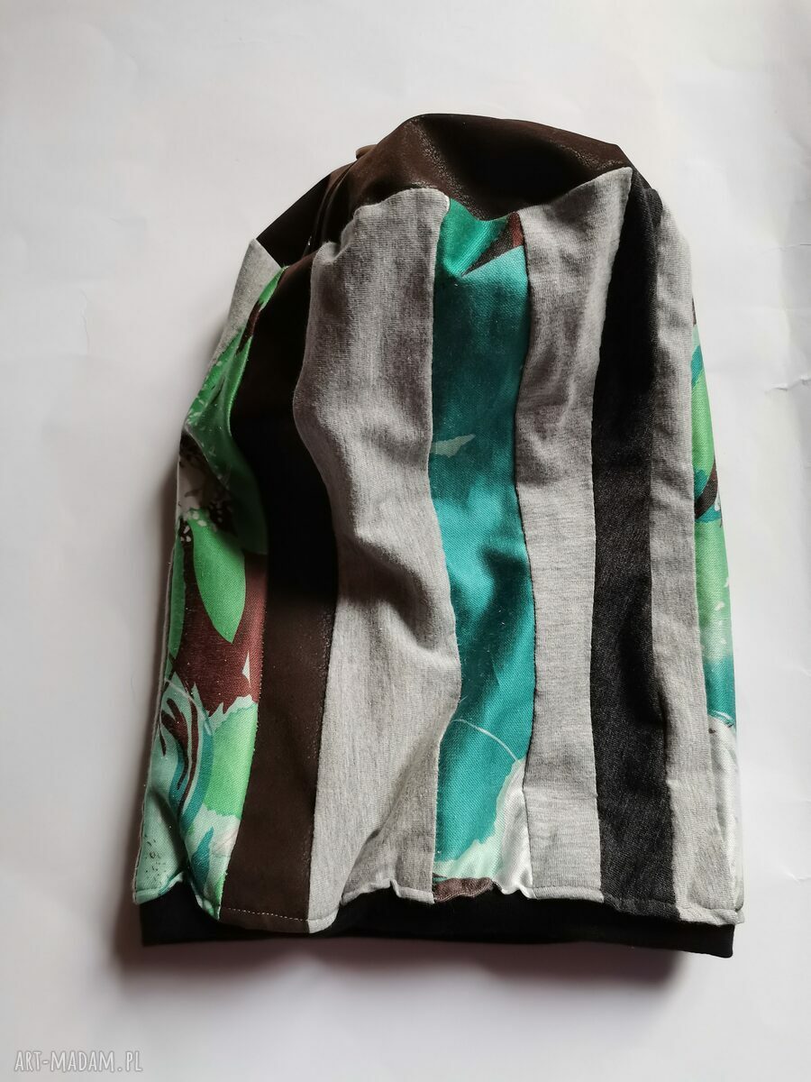 Czapka Smerfetka na podszewce - folk boho - obwód 55-56 cm