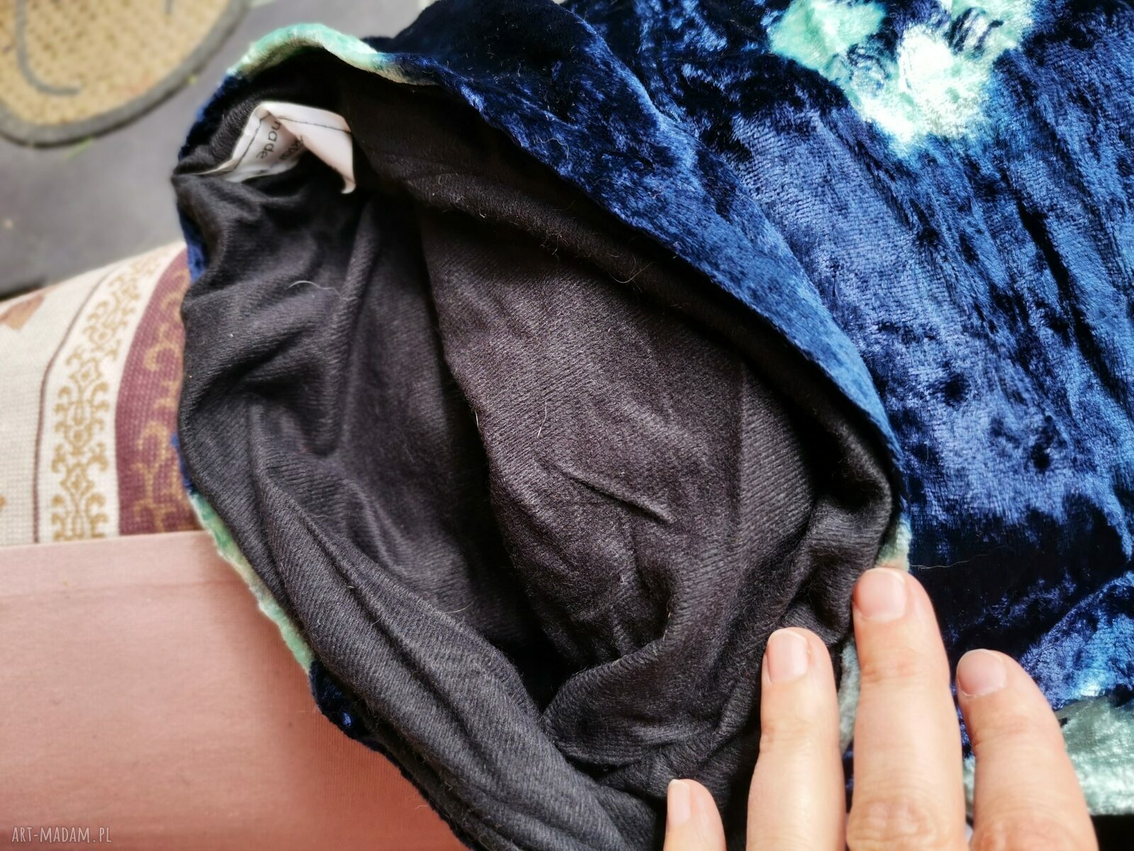 Czapka smerfetka boho na podszewce - rozmiar 57-58 cm (wiosenna, bardzo długa)