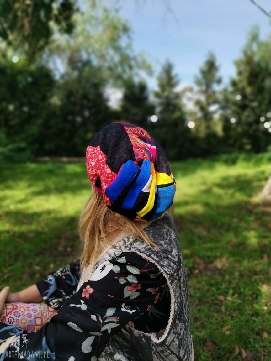 Czapka Smerfetka patchworkowa - rozmiar uniwersalny