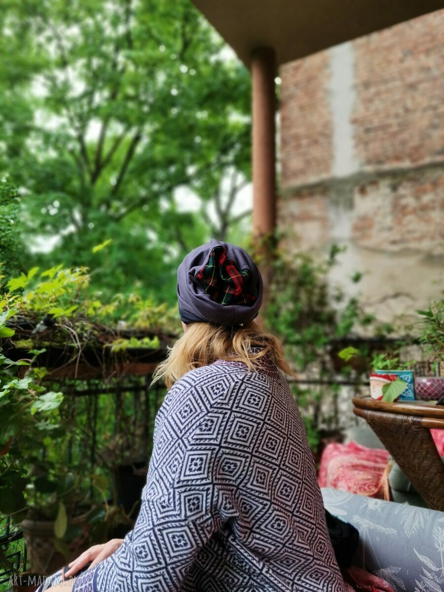 Czapka Smerfetka Boho na podszewce - rozmiar uniwersalny (wiosenna)