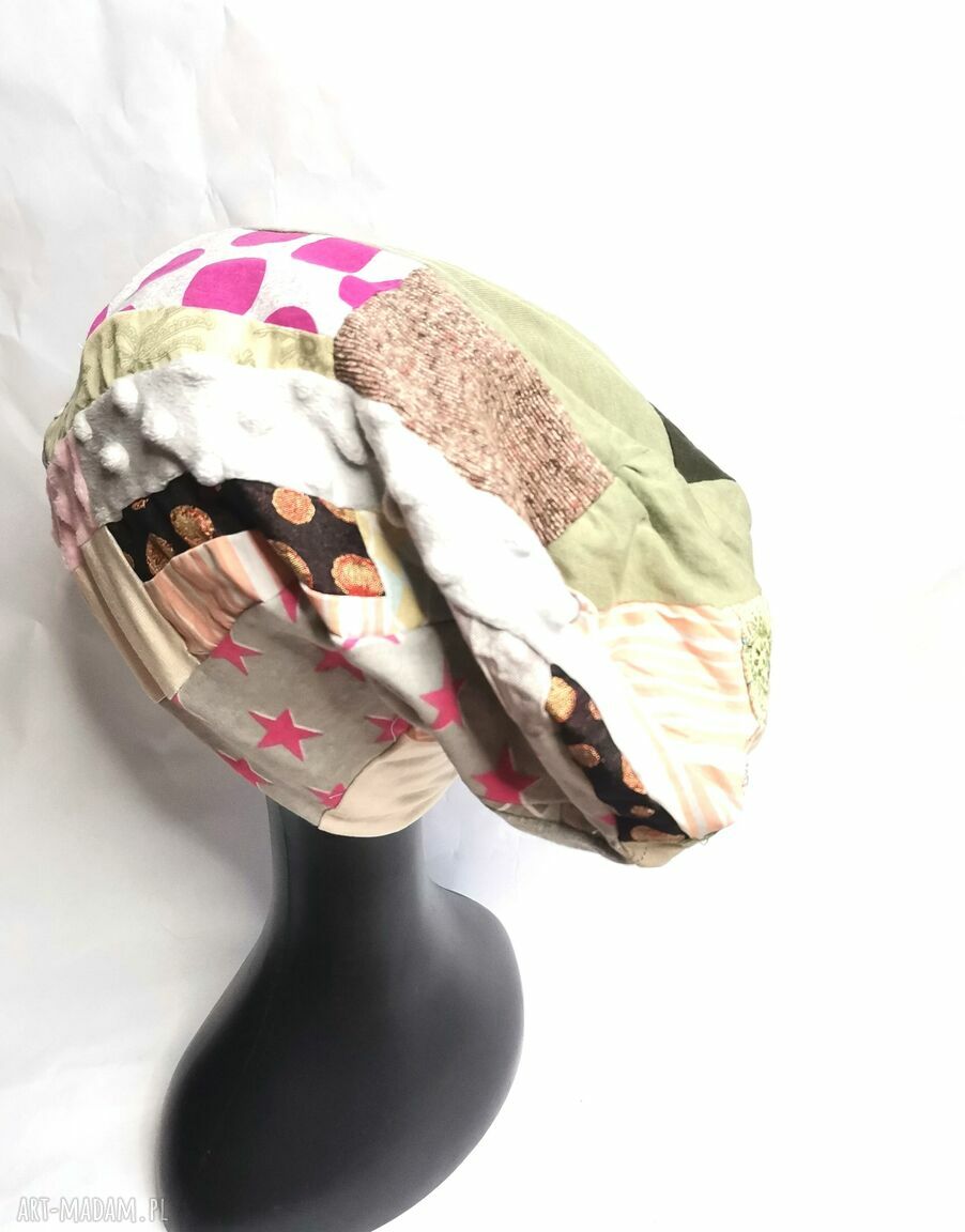 Czapka Smerfetka długa patchwork na podszewce - uniwersalny obwód