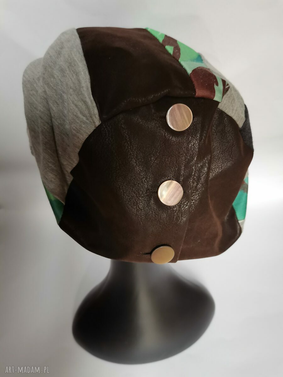 Czapka Smerfetka na podszewce - folk boho - obwód 55-56 cm