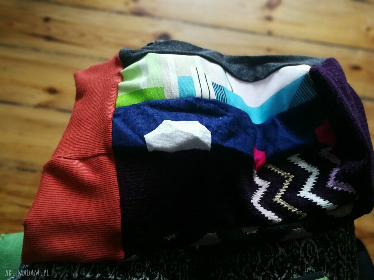 Czapka Smerfetka Etno Boho - długa patchworkowa, uniwersalna na podszewce (Box G1)