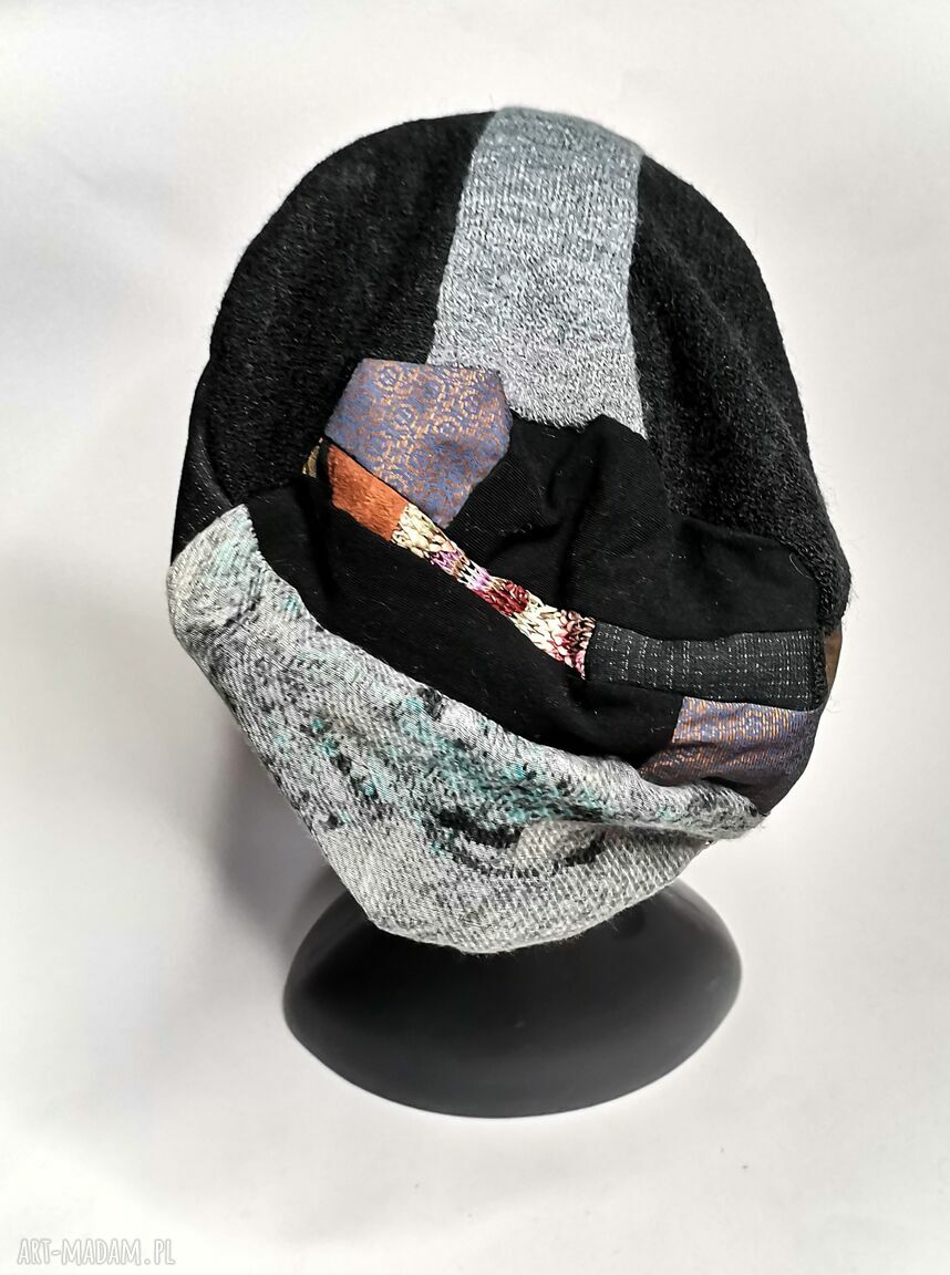 Czapka smerfetka Boho Frida - patchwork na podszewce