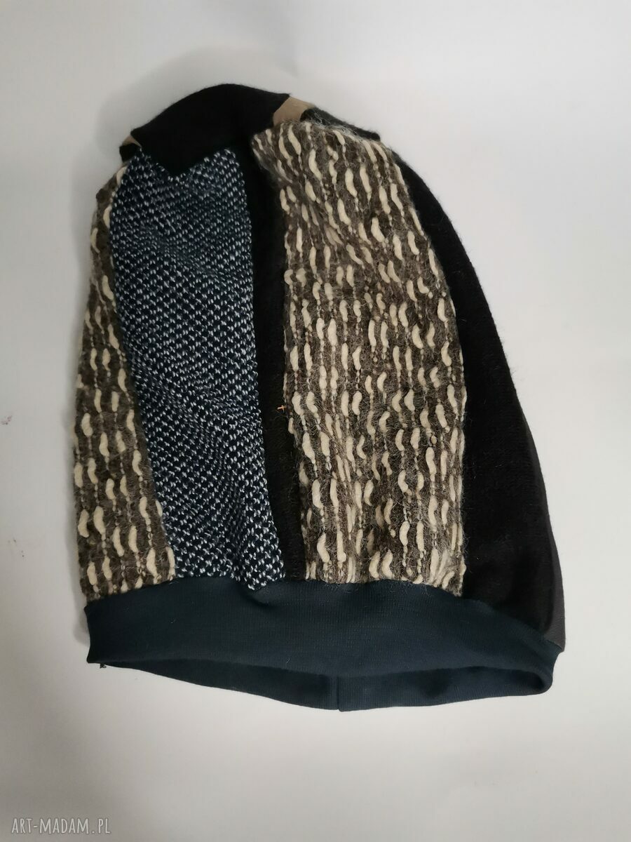 Czapka smerfetka patchworkowa folk frida etno boho z frędzlami (rozmiar uniwersalny)