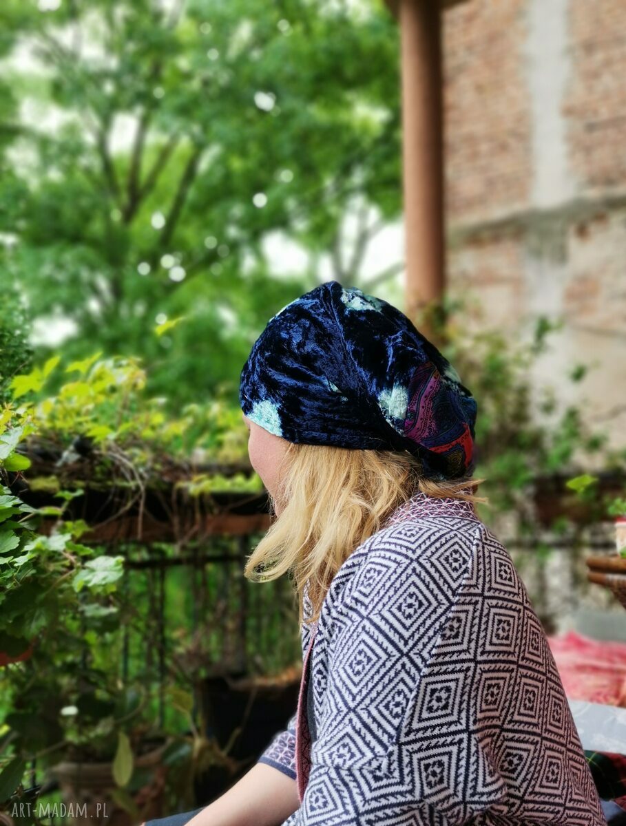 Czapka smerfetka boho na podszewce - rozmiar 57-58 cm (wiosenna, bardzo długa)