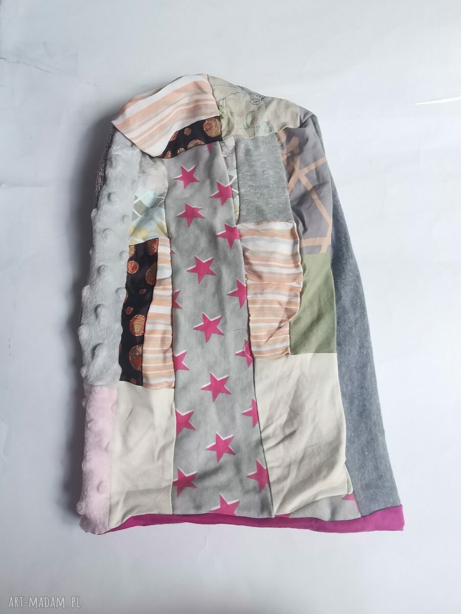 Czapka Smerfetka długa patchwork na podszewce - uniwersalny obwód