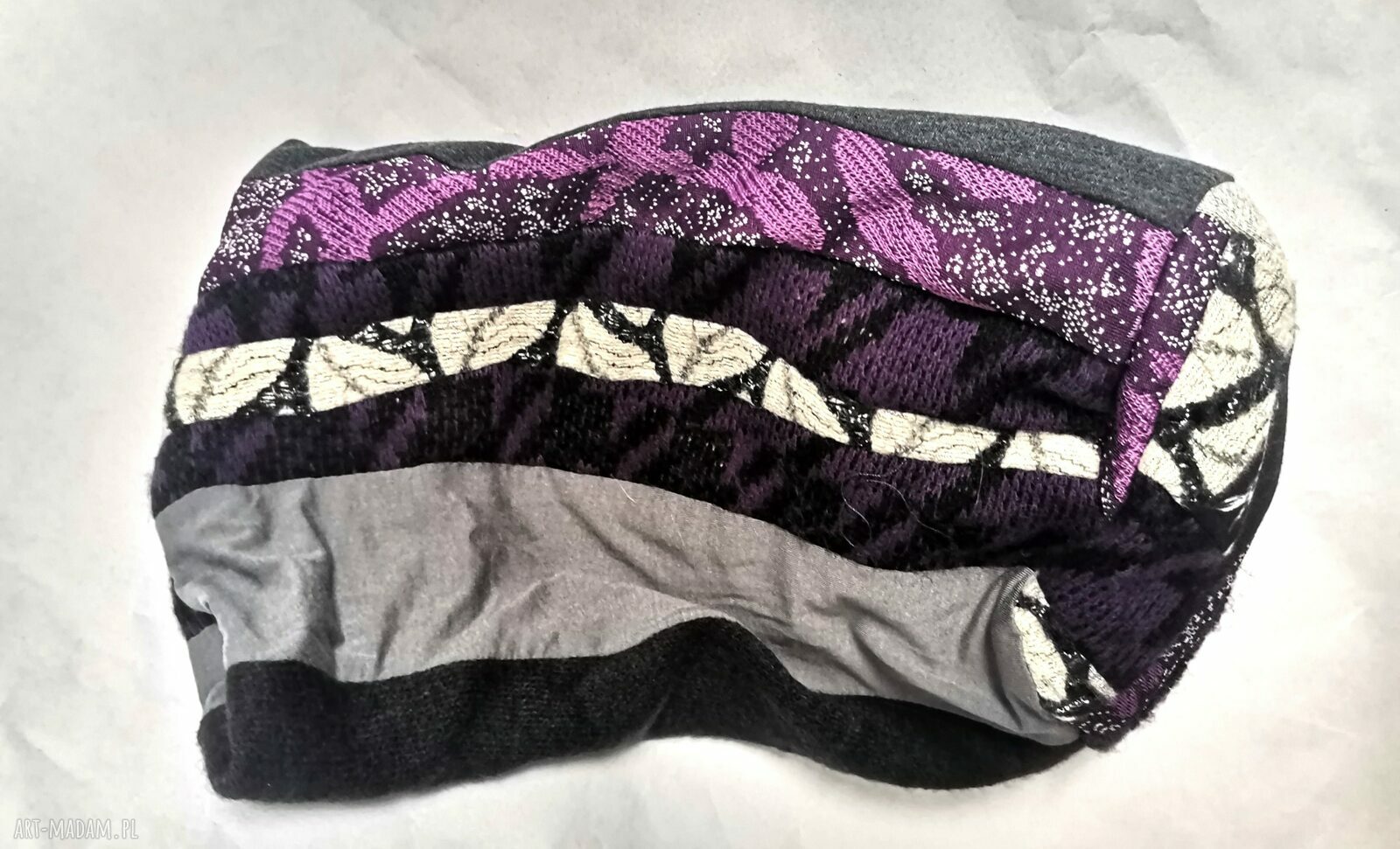 Czapka Smerfetka długa patchwork na podszewce - uniwersalny obwód głowy