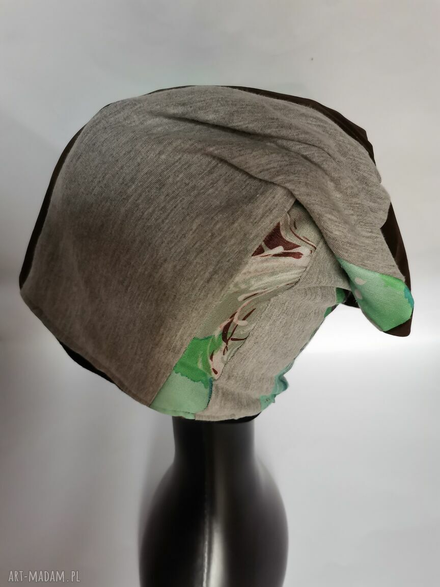 Czapka Smerfetka na podszewce - folk boho - obwód 55-56 cm