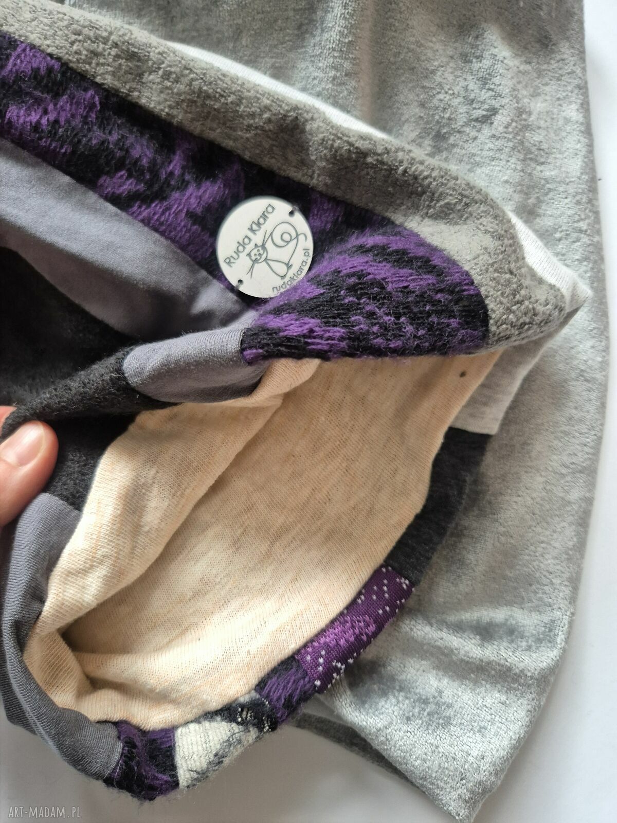 Czapka Smerfetka patchworkowa na podszewce - handmade na co dzień