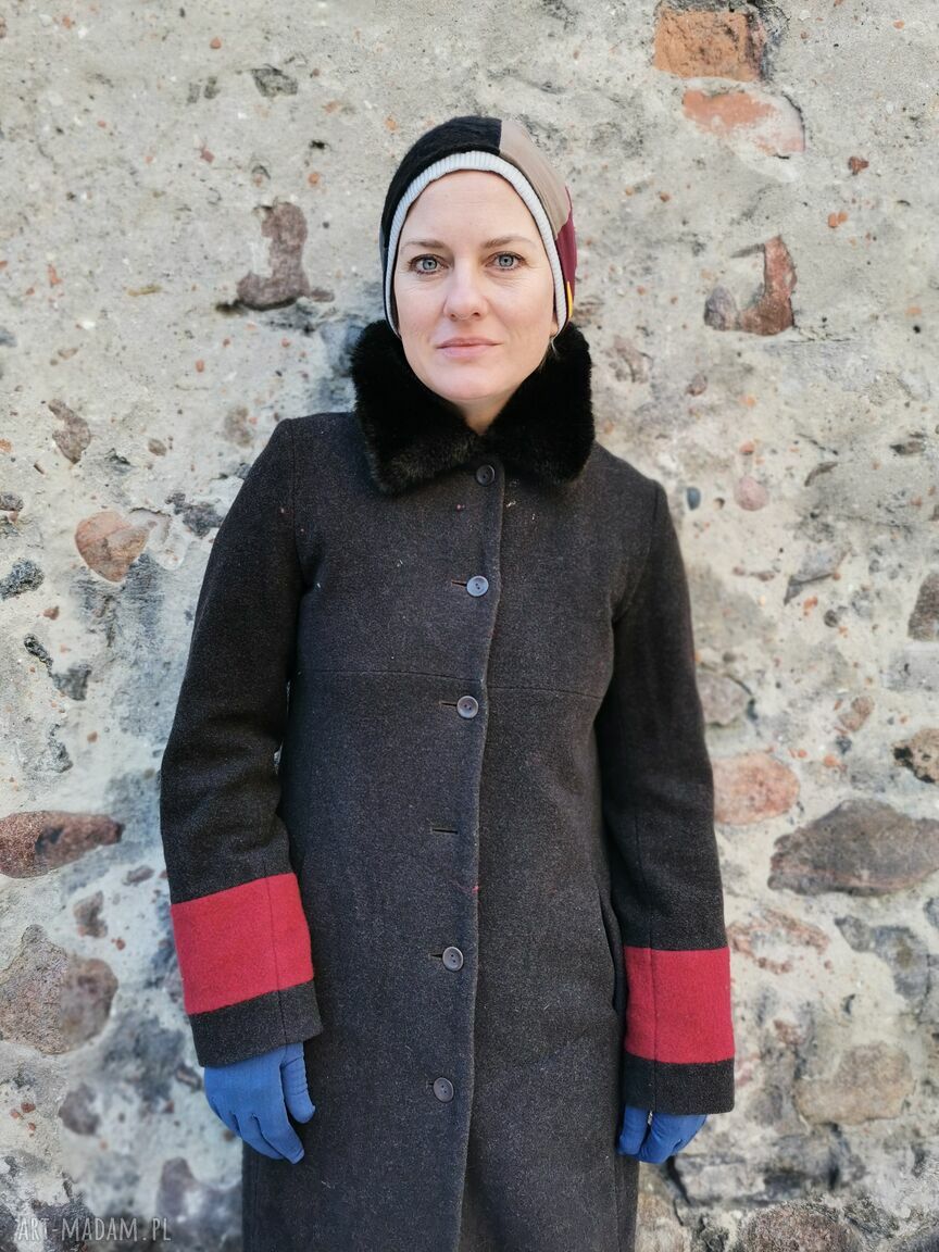 Czapka smerfetka patchworkowa etno boho na podszewce - uniwersalna (Ruda Klara)