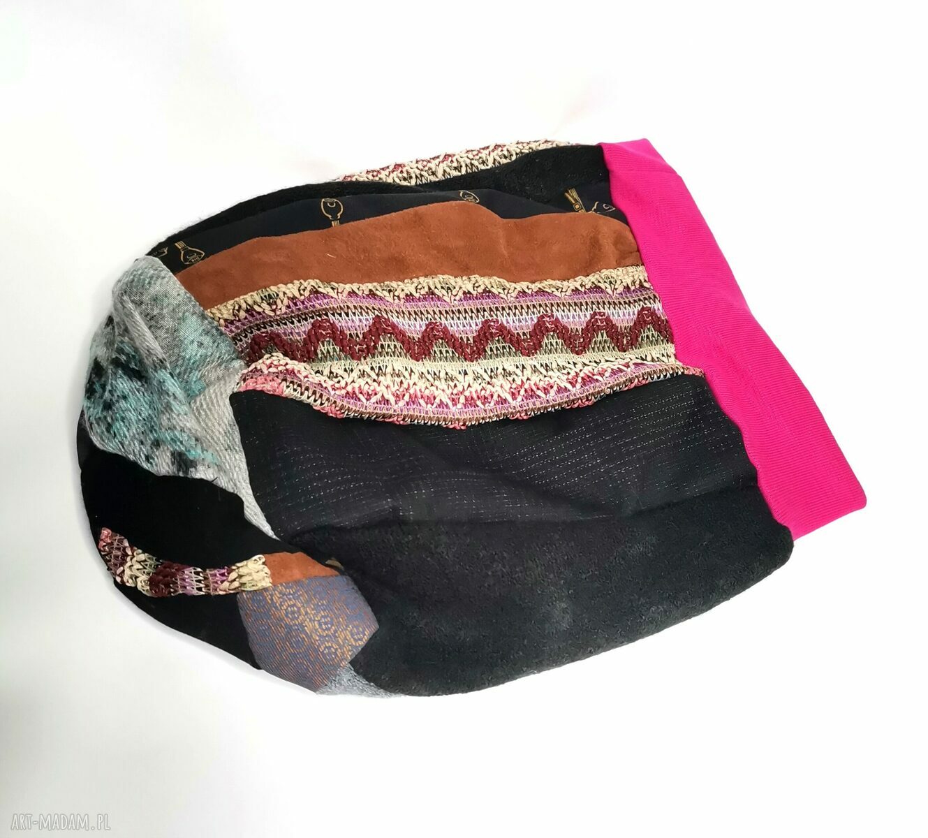 Czapka smerfetka Boho Frida - patchwork na podszewce