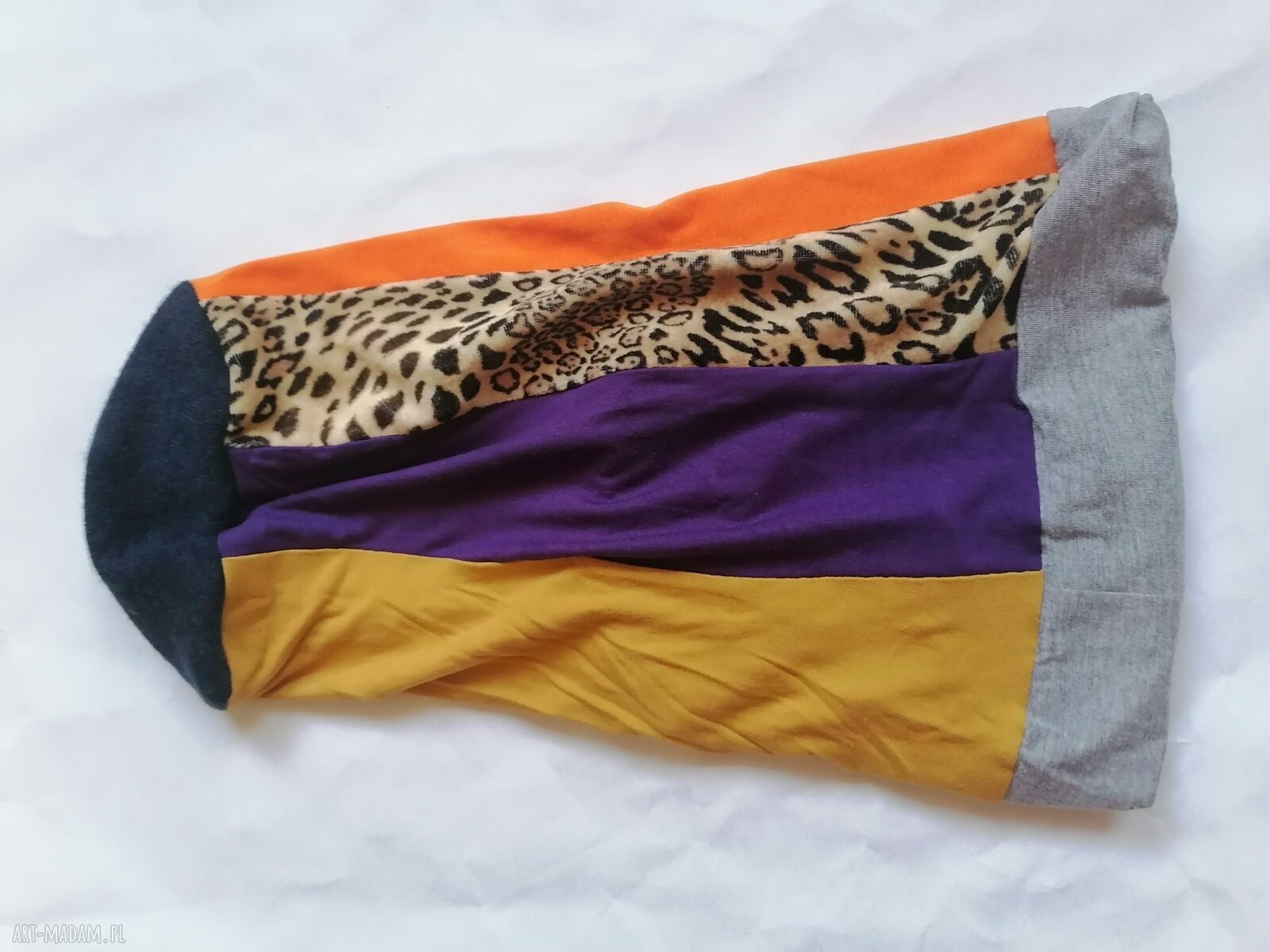 Ruda Klara Frida - czapka Smerfetka patchworkowa boho etno na podszewce