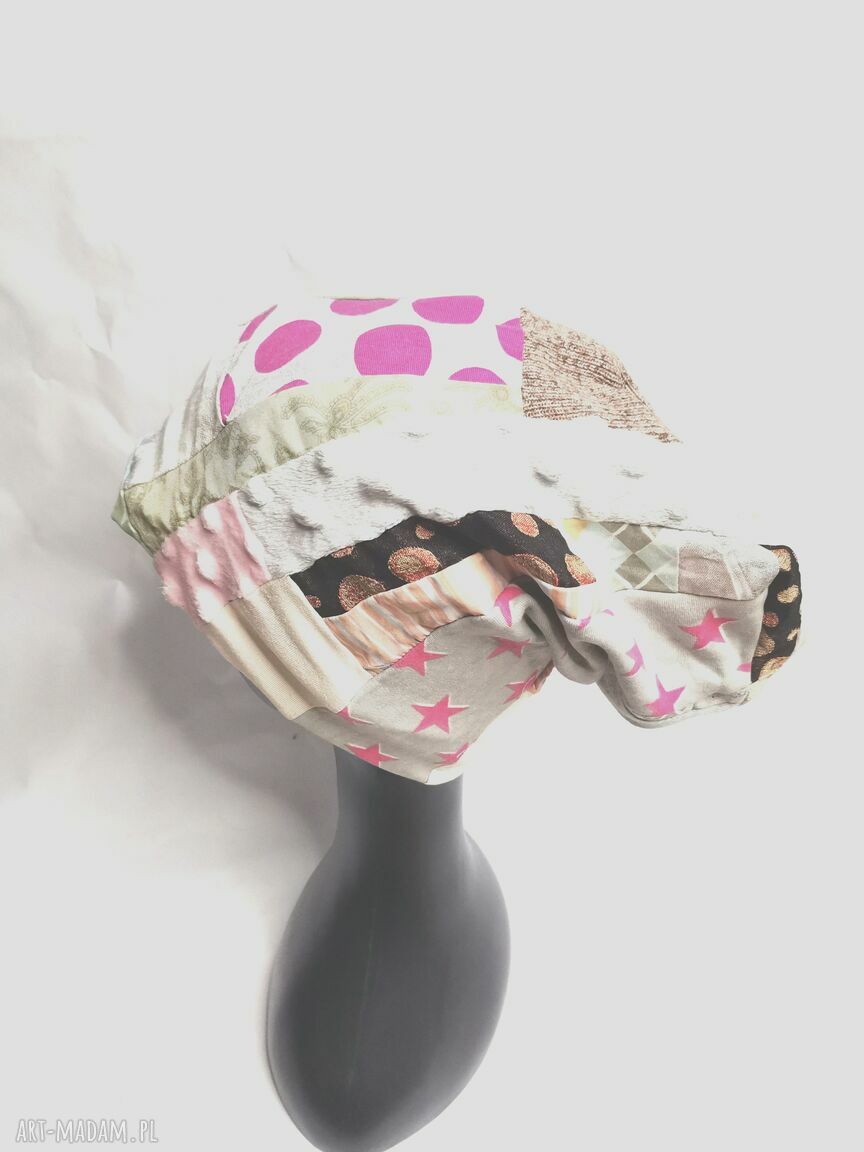 Czapka Smerfetka długa patchwork na podszewce - uniwersalny obwód