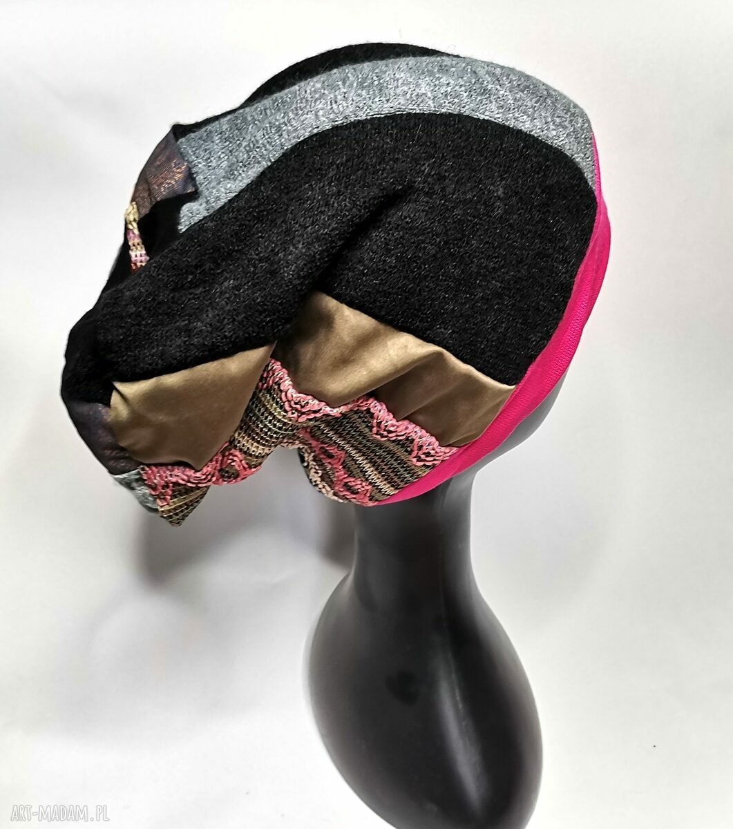 Czapka smerfetka Boho Frida - patchwork na podszewce