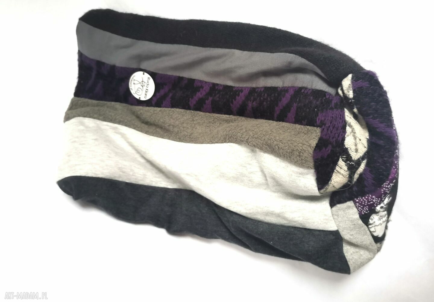 Czapka Smerfetka długa patchwork na podszewce - uniwersalny obwód głowy