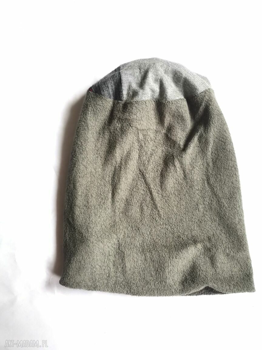 Czapka Szara Smerfetka w stylu Frida Folk - unisex na podszewce z frędzlami