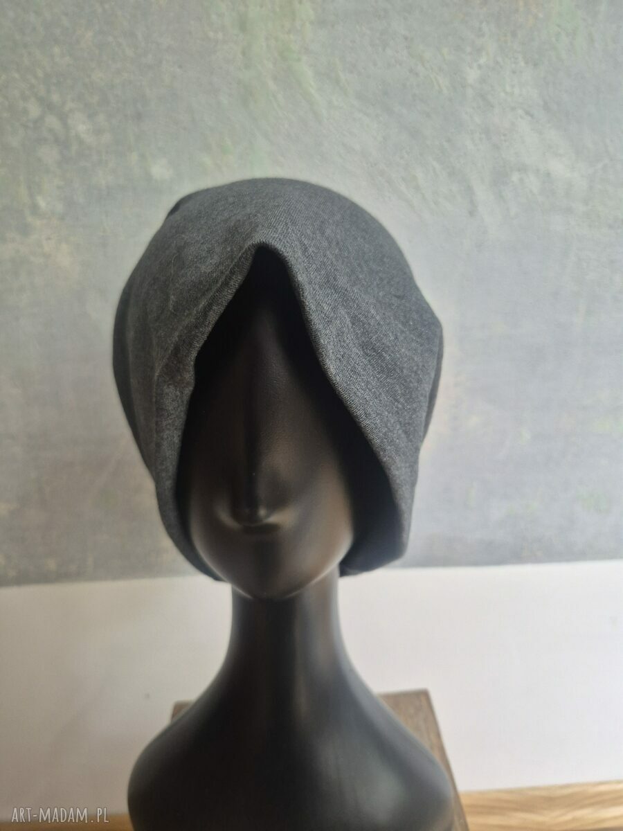 Czapka szara na podszewce handmade - rozmiar uniwersalny Smerfetka