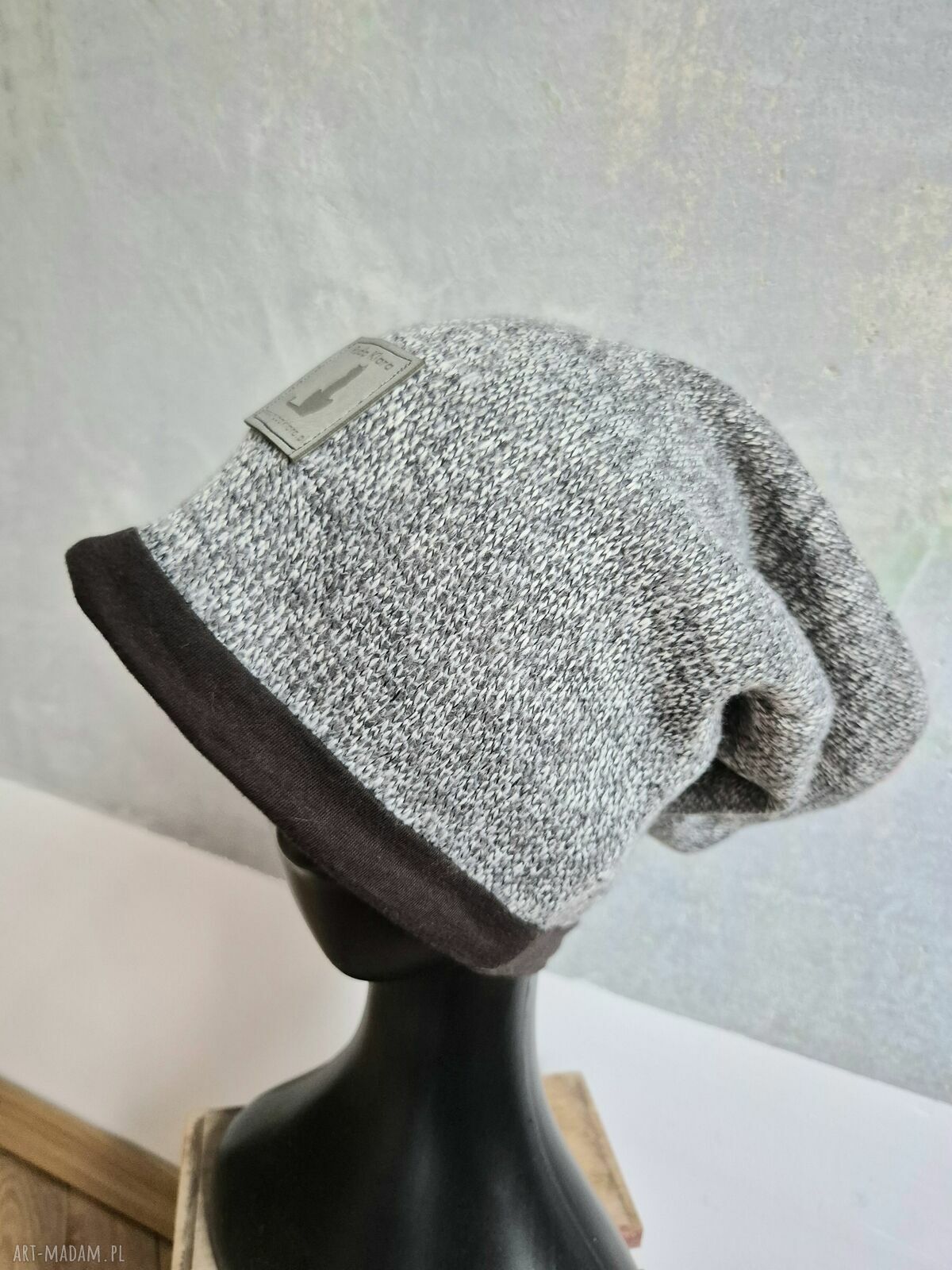 Czapka szara Smerfetka - ręcznie wykonana na podszewce